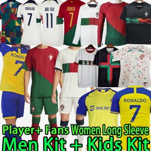 AL NASSR FC Soccer Jerseys 2023 Portugal CR7 Men Set Kids Kit Women Player Version Ronaldo Long Sleeve Bernardo Joao Felix Al-Nassr 2022 Football Shirt 22 23 24 Uniform