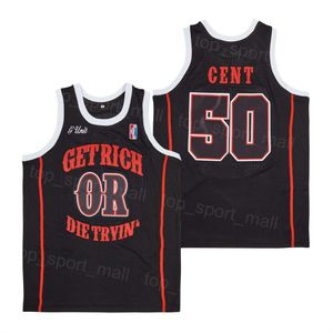 Film 50 Cent Basketball Jersey G -enhet Get Rich or Die Tryin High School Team Color Black For Sport Fans Retro Breattable Hiphop Pure Cotton University High/Top