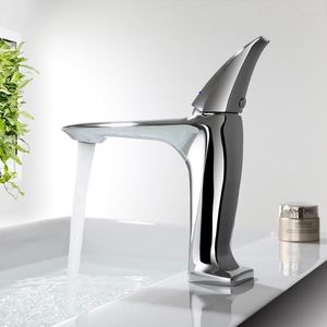 Badrumsvaskar kranar Skowll Basin kran Modern Vanity Deck Mount Single Hole Mixer Tap Polished Chrome 20239