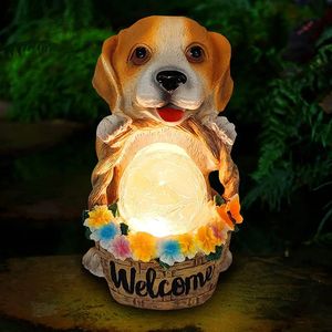 Dekoracje ogrodowe Śliczne szczeniaki Solar Light Ornaments Garden Dog Decoration Night Light Courtyards Dekoracja Dekoracja Lekkie rzemiosło na zewnątrz 231120