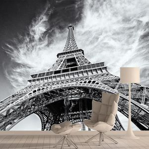 Wallpapers City 3D Wallpaper Mural para a sala de estar Documentos de papel de parede Decoração de casa Auto -adesivo Murais Rolls Eiffel Tower