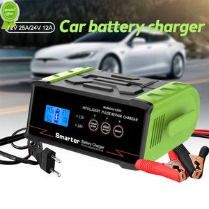 12V 24V bilbatteriladdare 12V/24V Smart Charger Automatisk batterireparation självstopp Våt torr bly-syra digital LCD-skärm