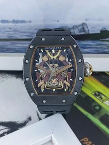 Armbanduhren Keramikuhr Herren Samurai-Rüstung tonnenförmiges großes Zifferblatt vollautomatisch hohl mechanisch