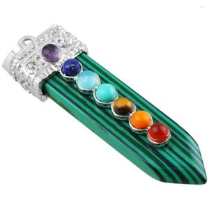 ペンダントネックレスSunyik Green Malachite Gem Stone Sword Taper Healing Chakra Pendulum Fit Necklace for Party Jewelry Gifts（無料チェーン）