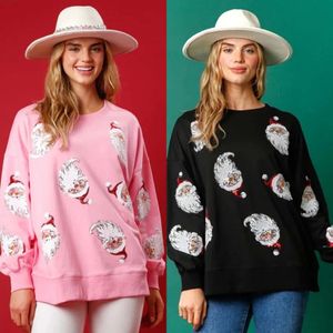 Women's Sweters Women's Różowe świąteczne cekiny Święta Bluza Santa Claus Women's Christmas Flash Bluza damska bluza Flash 231121