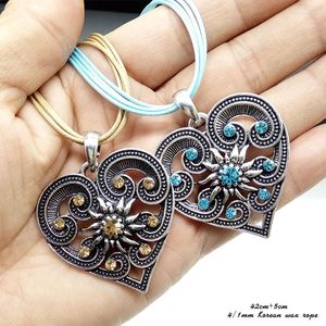 Pendant Necklaces Leather Rope Chain Necklace Rhinestone Edelweiss Ladies' Costume Jewellery Dirndl Traditional Colours