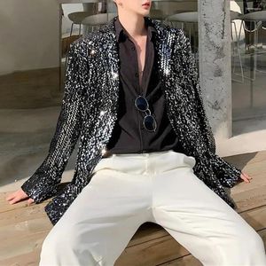 Abiti da uomo Mens Paillettes Sera Nightclub Party Performance Wear Blazer 2023 Autunno Moda Tendenza giovanile Confortevole risvolto dentellato