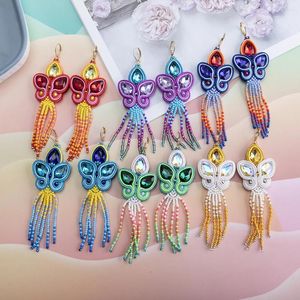 Dangle Earrings 2023 KPacTa Fashion Soutache Beads Bohemian Women's Handmade Flower Beaded Drop Ethnic Jewelry Seed Bead