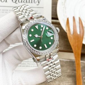 Модный зеленый набор дамы, часы для ремня из нержавеющей стали Механические часы повседневные бизнес -часы роскошные наручные часы Orologi di Lusso