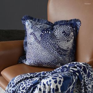 Pillow Luxury Super Soft Pink Leopard Pillowcase Double Sided Velvet Quaste Living Room Sofa