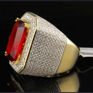 Anello rosso Zirun anello di gioielli nobili hip hop da uomo