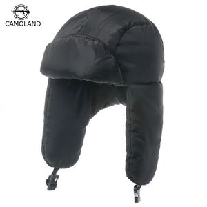 Trapper Hats CAMOLAND Winter Cold Protection Mask Bomber Hat Thickened Warm Lei Feng Ear Riding Windproof Caps 231122