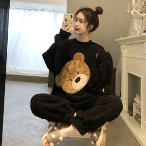 Kvinnors sömnkläder plus storlek 6xl Autumn Winter Warm Sleepwear Set Long Sleeve Women Long Johns Soft Loose Outerwear Home Coral Fleece Suits 231122