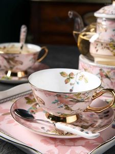 Кружки из костяного фарфора, ручная роспись, Золотая кофейная чашка, керамический европейский креативный деловой сервиз для послеобеденного чая