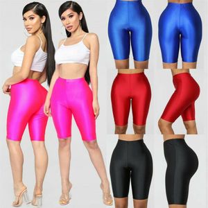 Summer Women Sports High midja Elastic Cycling Shorts Gym Biker Active Short Pants Seamless Solid Fitness Shorts218W