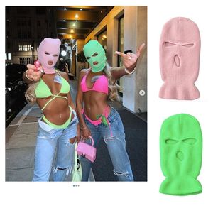 Cycling Caps Masks 3 Holes Candy Color Knitting Outdoor Keep Warm Balaclava Cold Protection Face Riding Halloween Party Ski Cap Beanie 231122