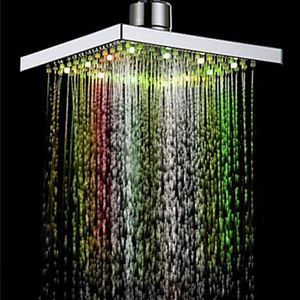 Romantische automatische wechselnde Magie 7 Farbe 5 LED-Leuchten Gabe Regenduschkopf Quadratischer Kopf für Wasserbad Badezimmer Neu #F324S