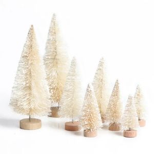 クリスマスデコレーション8ピースミニクリスマスツリーサイサルシルクシーダー - 装飾小さなクリスマスツリー - ゴールドシルバーブルーグリーンホワイトフェスティブツリー231121