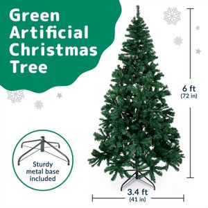Prextex Üstün Noel Ağacı, Yapay Kanada Fir Zengin Noel Ağacı, 6 feet boyunda, metal tutucu, hafif ağırlık, montajı kolay