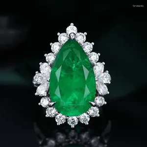 Klusterringar 2023 Vattendropp Simulerad Emerald CZ Ring 925 Sterling Silver Engagement Wedding Band for Women Bridal Party Jewelry