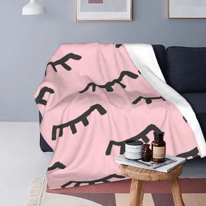 Bedding sets Eyelash Knitted Blankets Cartoon Beauty Glam Closed Eyes Flannel Throw Blanket Airplane Travel Decoration Soft Warm Bedspread 231122