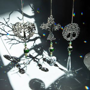 Trädgårdsdekorationer H D 3st Tree of Life Sun Catcher -fönster hängande prydnad handgjorda regnbågstillverkare kristallprismor tappar hänge för hem 230422