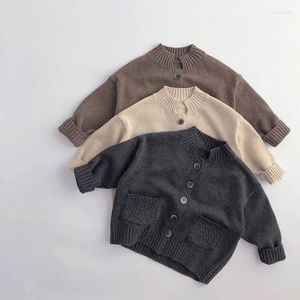 Vestes enfants pull manteau automne bébé filles Vintage décontracté tricot Cardigan veste mode garçons col montant tricots enfants vêtements