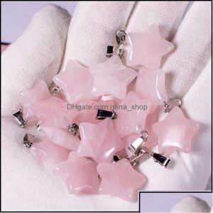 Encantos encantos natural cristal opala rosa quartzo tigres olho pedra estrela forma pingente para diy brincos colar jóias fazendo nanashop d dhp95