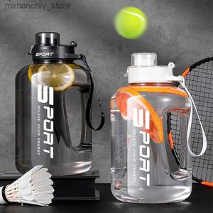 Garrafa de água 1700/2500ml Sports Water Bott Copo bebendo de grande capacidade com marcador de tempo Portab Plastic Space Cup Gallon Bott Q231122