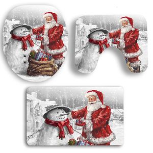 Toilet Seat Covers 3Pcs/lot Christmas Toilet Decoration Santa Claus Bathroom Mat Christmas Toilet Seat Cover Toilet Lid Stickers Xmas Home Decor 231122