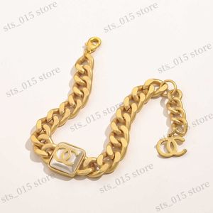 Link Chain C new high-end square pearl bracelet with fashionable and simple dual C bracelet with steel seal T230422
