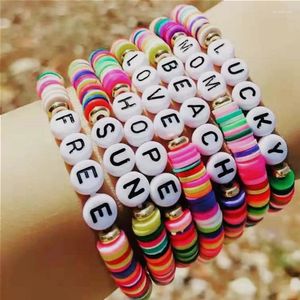 Strand Vedawas Fashion DIY Silicone Letter Bracelets For Women Boho Colorful Name Beads Child Bracelet Custom Disc Pulseras Gifts