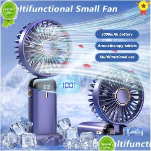 Other Home & Garden New 2022 Portable Hand-Held Fan Office Desktop Mtifunctional Folding Double-Headed Small Electric With A Neck Lany Dhh29