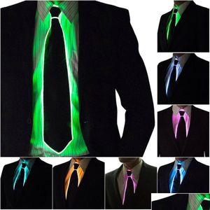 Juldekorationer haloween lysande dekoration män ledande glödande slips blinkande cosplay neon party rekvisit dräkt slips droppe dhio9