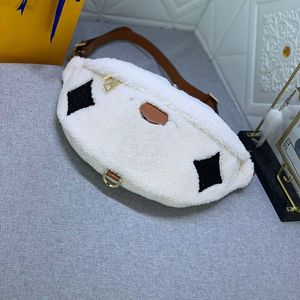 Högkvalitativ väska designer kvinnor väska över månen päls ull teddy axel väska bumbag lyx plånbok bum väska fanny pack vit bälte väska