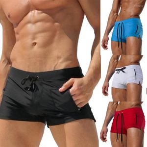 Shorts masculinos 2023 calças de natação plana canto zip bolso troncos moda sólida briefs praia maiô maiô