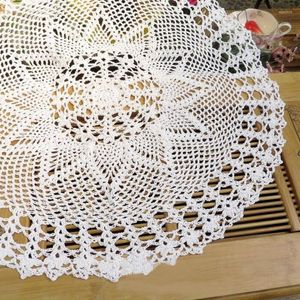 Table Mats About 59CM Round Handmade Cloth Place Mat Cotton Crochet Christmas Decor Kitchen Home Wedding Doily Tablecloth