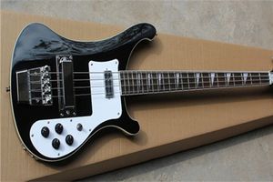 Custom 4003 Rick 4 Strings Bass Gitarre Zwei Ausgänge Jacks Elektro Bass Schwarz Südkorea importiertes Zubehör Chrome Hardware