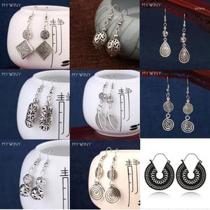 Brincos pendurados MYWINY 26 designs ocos de metal étnico vintage moda tibetana joias de prata