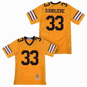 Football Ampipe High School Jerseys 33 Stefen Djordjevic Moive Breathable College Team Yellow Pure Cotton Pullover Embroidery For Sport Fans HipHop Vintage High