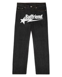 Frauen Jeans Y2k Hip Hop Badfriend Brief Druck Baggy Schwarz Hosen 2023 Harajuku Mode Punk Rock Breite Fuß Hosen Streetwear 231122