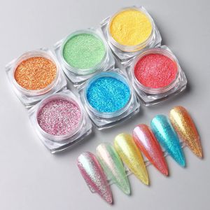 Polveri acriliche liquide 6 pezzi Aurora Mirror Polvere per unghie Pigmento Chameleon Cromo Colori Fata Iridescente Art Glitter Polvere Gel UV Smalto Decorazioni 231121