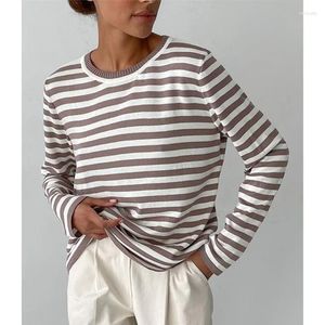 Women's Sweaters Round Neck Knitted Striped Sweater European And American 2023 Autumn Winter Versatile Retro Pullover