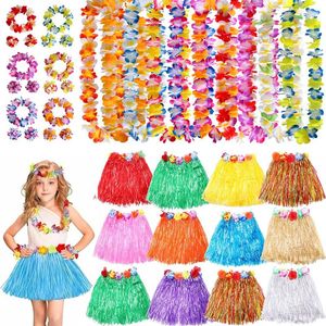 Dekoratif Çiçekler Taşınabilir Elyaflar Kadın Dans Çim Etekleri Kostümler Çocuklar Sahne Giyinir Festival Parti Malzemeleri Plaj Etkinlik Etek