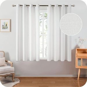 Curtain Linen Texture Short Sheer For Living Room Bedroom Semi-Transparent Tulle Curtains Window Treatment Drapes Panel Custom