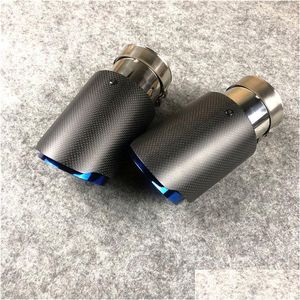 Muffler 2 Pieces Akrapovic Real Matte Carbon Fiber Exhaust Tips For Car Rear Pipes Drop Delivery Mobiles Motorcycles Parts System Dhbpu