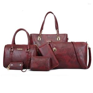 Cosmetic Bags 6 Piceces Set Luxury Handbags Women Designer Top-handle Shoulder Bag Leather Handles For Sac A Main