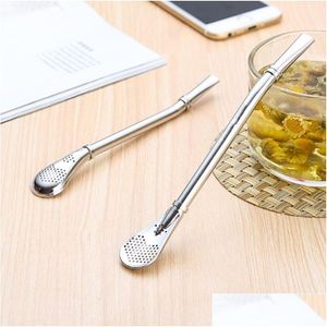 Drinking Straws Reusable Metal Filter Sts Stainless Steel St Gourd Beverage Coffee Tea Spoon Drop Delivery Home Garden Kitchen Dinin Dhpow