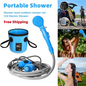 Hydration Gear Portable Camping Shower 12V bil Cigarettändare handhållen utomhusläger duschpump för reseläger vandring husdjur dusch biltvätt 230421