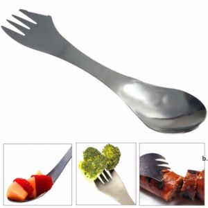 Gaffel Spoon Spork 3 i 1 Tabellerna Rostfritt stål Cutlery redskap Combo Kitchen Outdoor Picnic Scoop Knife Fork Set 1122